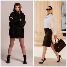 Încarcă imaginea în vizualizatorul Galerie, business look camasa alba costum negru femei casual chic business manager